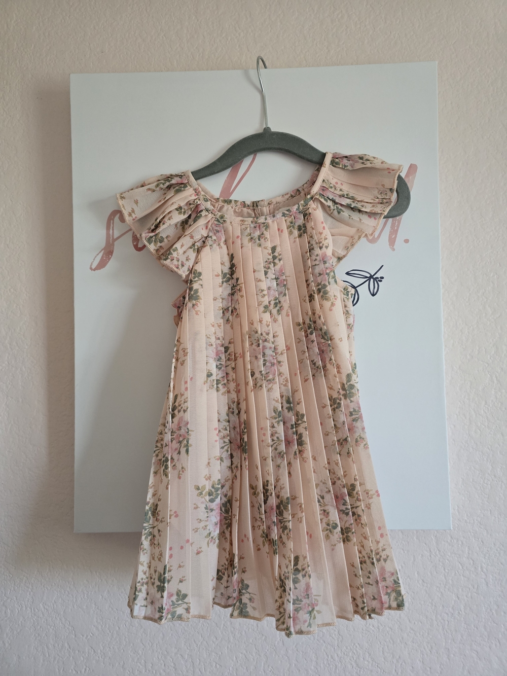 baby 12m GAP Floral Flutter Sleeve Dress in Pink